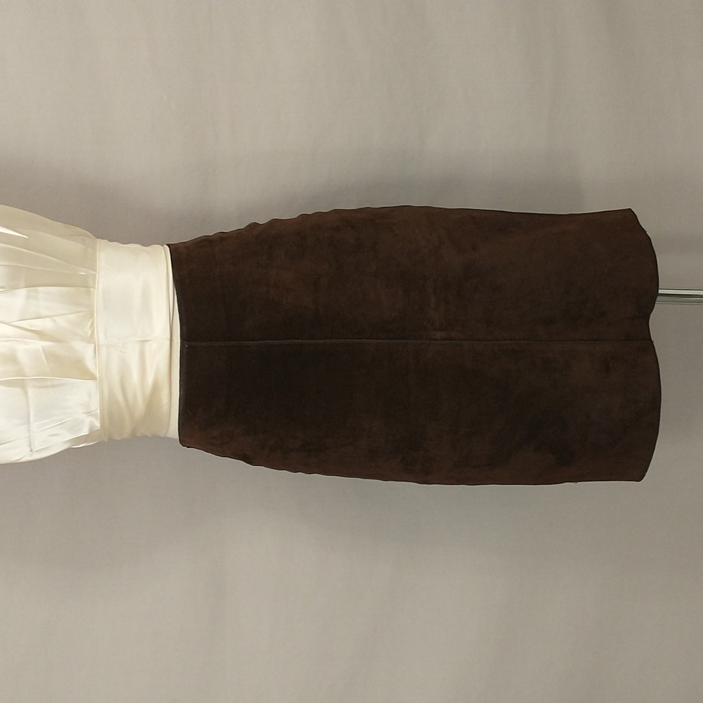 Vintage Hip Hugger Brown Soft Suede Leather Slim Midi Skirt Anna Barelli Sz 2/4